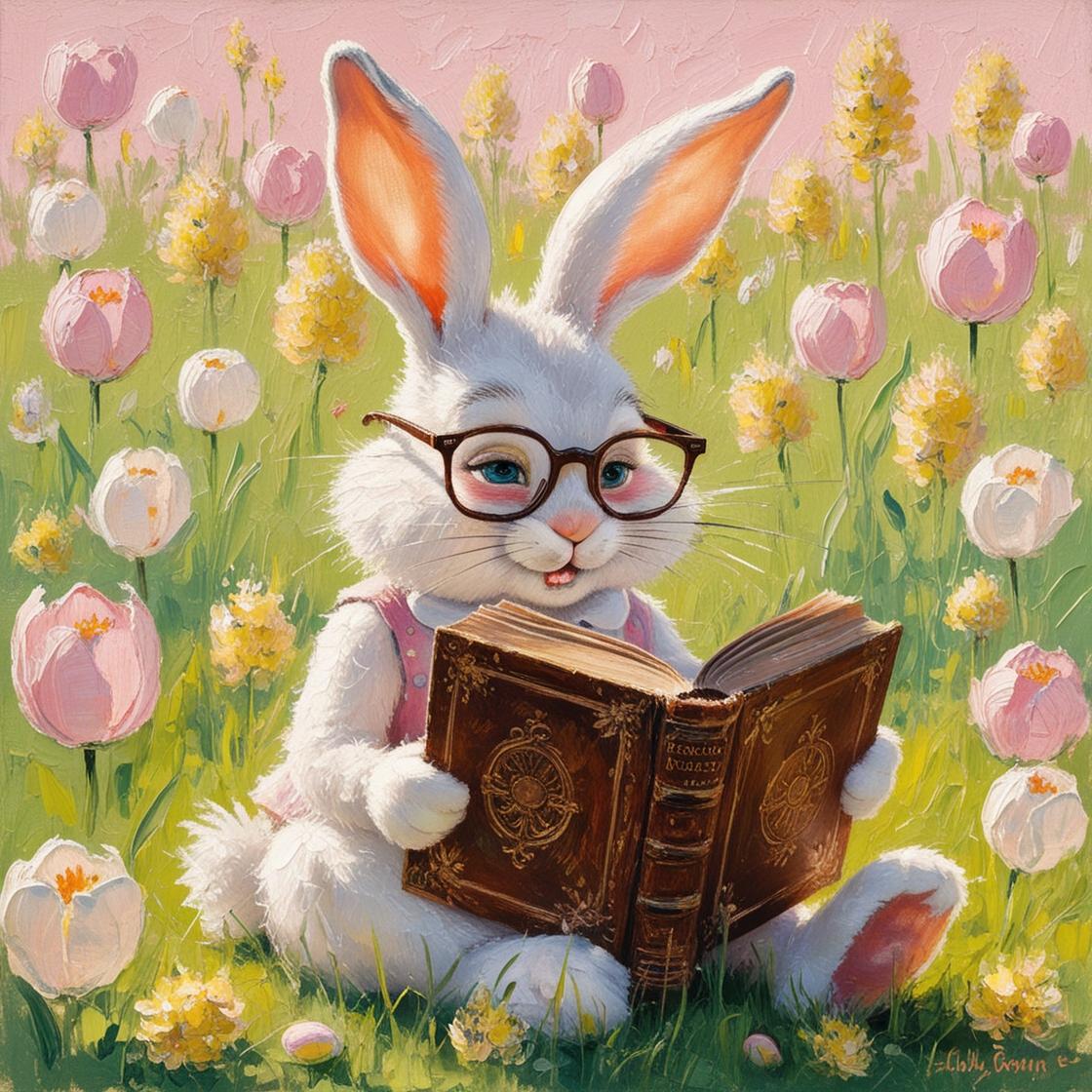 Osterhase mit Buch
